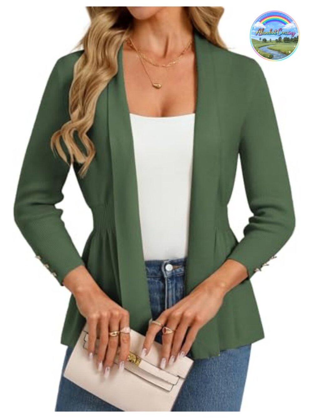 Women's Open Front Peplum Cardigan Lightweight Viscose Blend Sweater